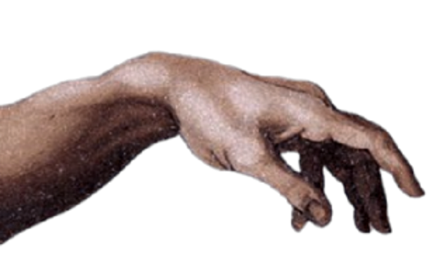 Two hands reaching toward each other